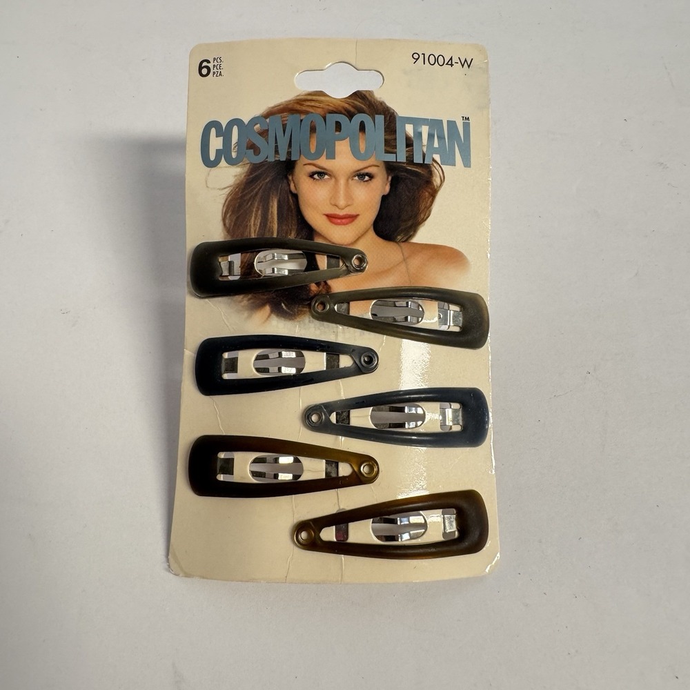 Vtg Y2K COSMO Hair Clip Barrette 6pc Snap Clip 91004-W UNWORN NOS Cosmopolitan